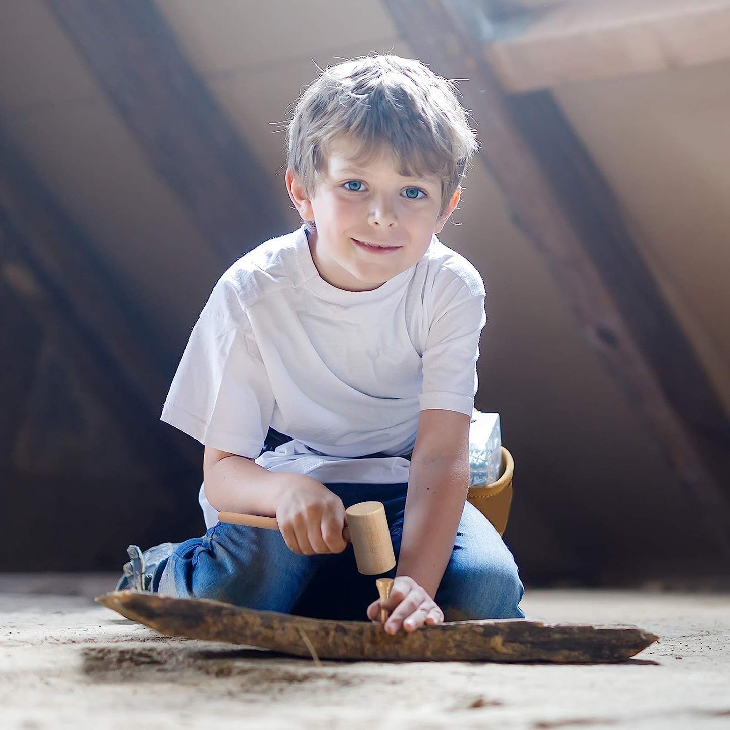 KIHACO Hammering and Pounding Toys for Kids Include 1 Wood Hammer and 30 Bamboo Nails Improve Fine Motor Skills Friendly Natural Wooden Educational
