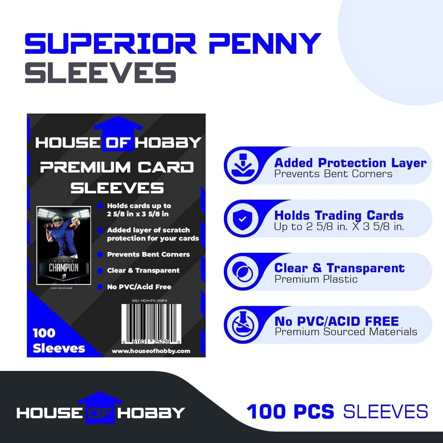 200pc Top Loaders for Cards and Penny Sleeves Bundle - Hard Plastic Card Sleeve, Trading Card Protectors, Yugioh & Baseball Card Sleeves - 100 Trading