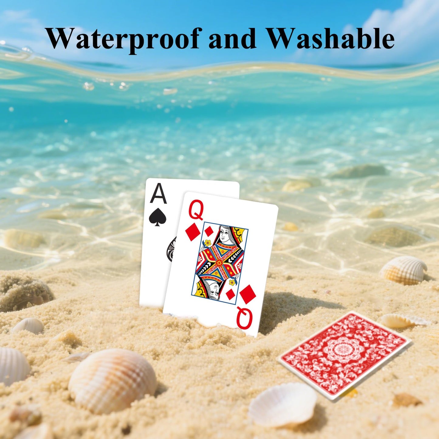 Metsyth Playing Cards 4 Pack, Plastic Playing Cards Waterproof Card, 4 Decks of Cards Bulk Set Poker Size Cards, Jumbo Large Print Playing Card
