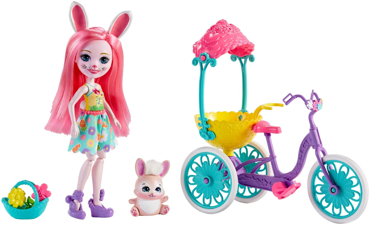 Mattel ENCHANTIMALS Pedal PALS BREE Bunny Doll & Bicycle