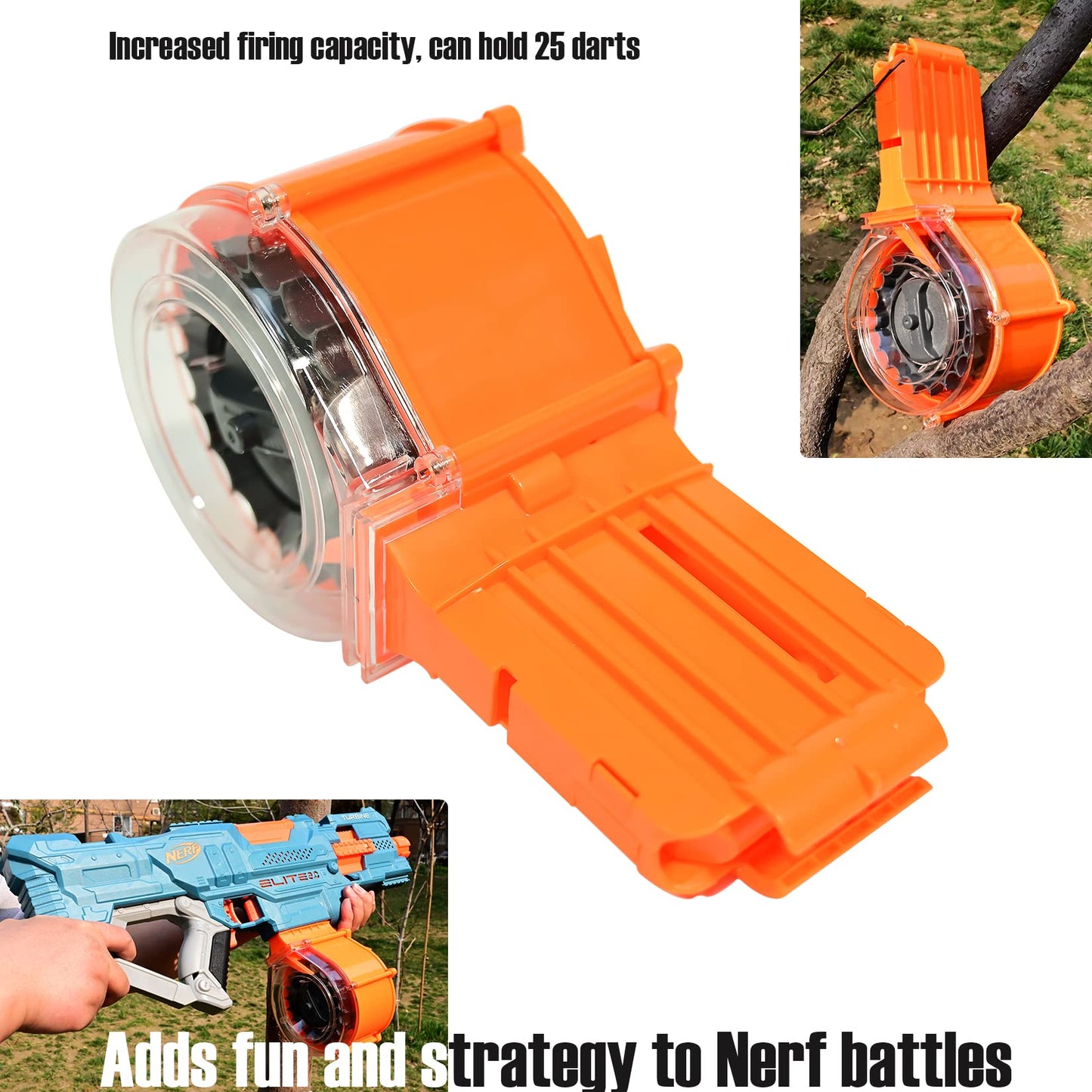 lififun Dart Drum, 25-Dart Drum Magazine for Nerf N-Strike Elite & Elite 2.0 Series Blasters