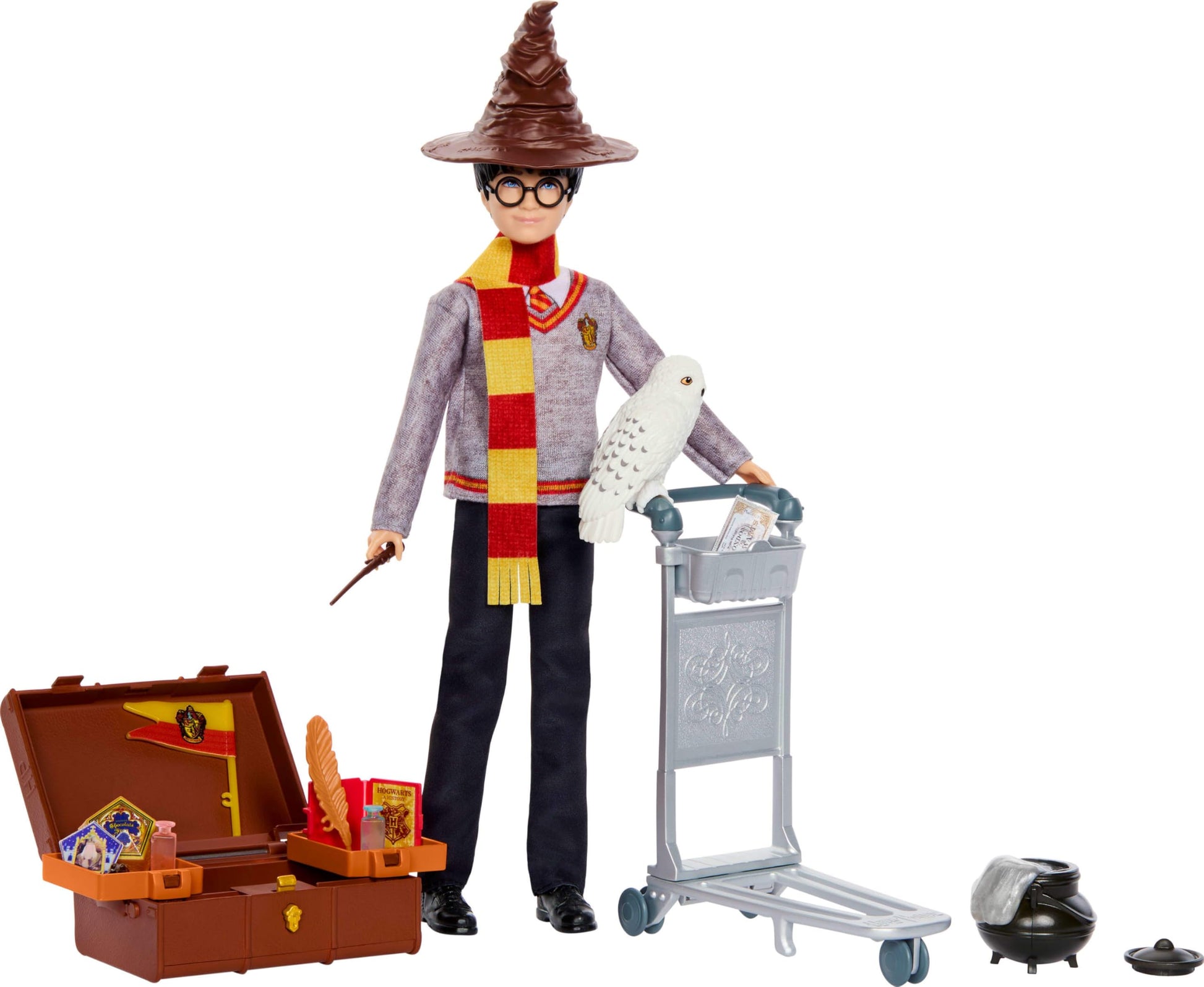 Mattel Harry Potter Toys, Platform 9¾ Journey to Hogwarts Doll Set with Fashion Doll, 17 Accessories & Slime, Inspired by the Movie