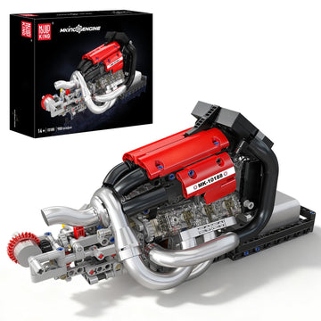 Mould King Racing Car Engine Building Kit, Build Your Own Engine Model Kit that Run, STEM Engineering & Physical Science Experiment Set with Battery