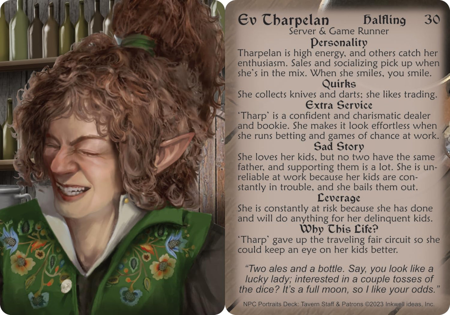 Inkwell Ideas NPC Portraits Deck Tavern Staff & Patrons