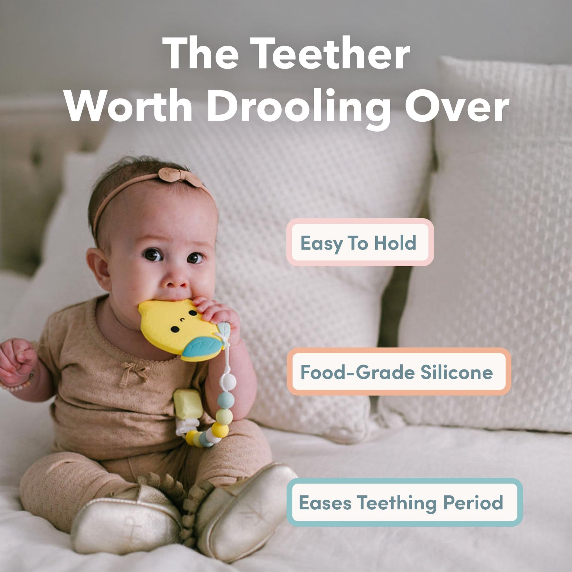 Loulou Lollipop Silicone Teether for Babies 4 Months and Up, Textured Teething Toy for Sore Gums, BPA-Free Food-Grade Silicone, Easy to Hold