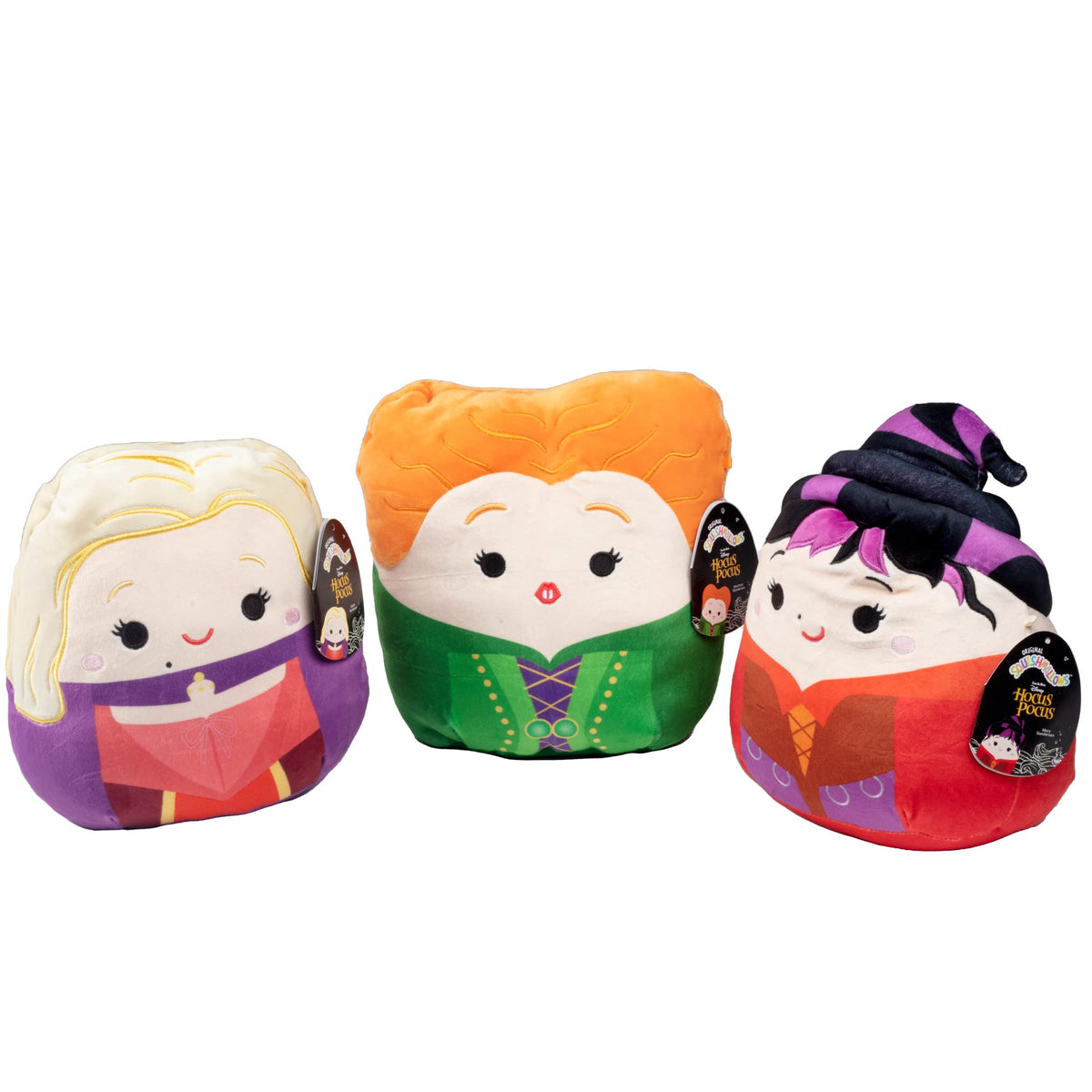 Squishmallows 8-Inch Hocus Pocus Set - Sanderson Sisters Witches - Official Jazwares Disney Plush - Collectible Soft & Squishy Stuffed Animal Toy -