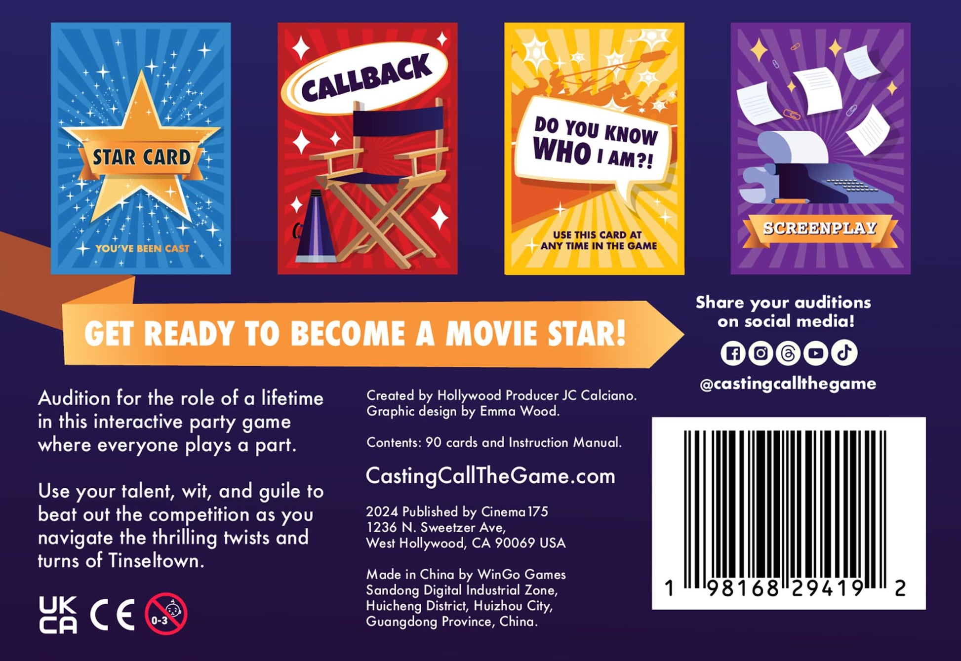 Casting Call Original Edition - Party Card Game - Hilarious Hollywood Theme Card Game for Family Game Night - for Adults and Teens - 4-8 Players, Play