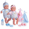 Berenguer Boutique 30050 TWINS- 15” Soft Body Baby Dolls - 12 Piece Gift Set with Open/Close Eyes- Perfect for Children 2+