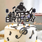 Dj Disco Happy Birthday Cake Topper Music Rock Disco Hip Hop Black Glitter Cake Decoration Carnival party Dj Disco Unisex adult Theme Birthday Party