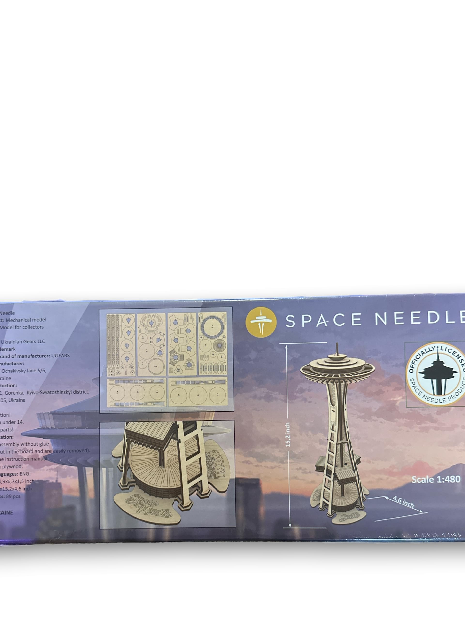Space Needle Seattle 89 Piece 15" Laser-Cut Wood Model