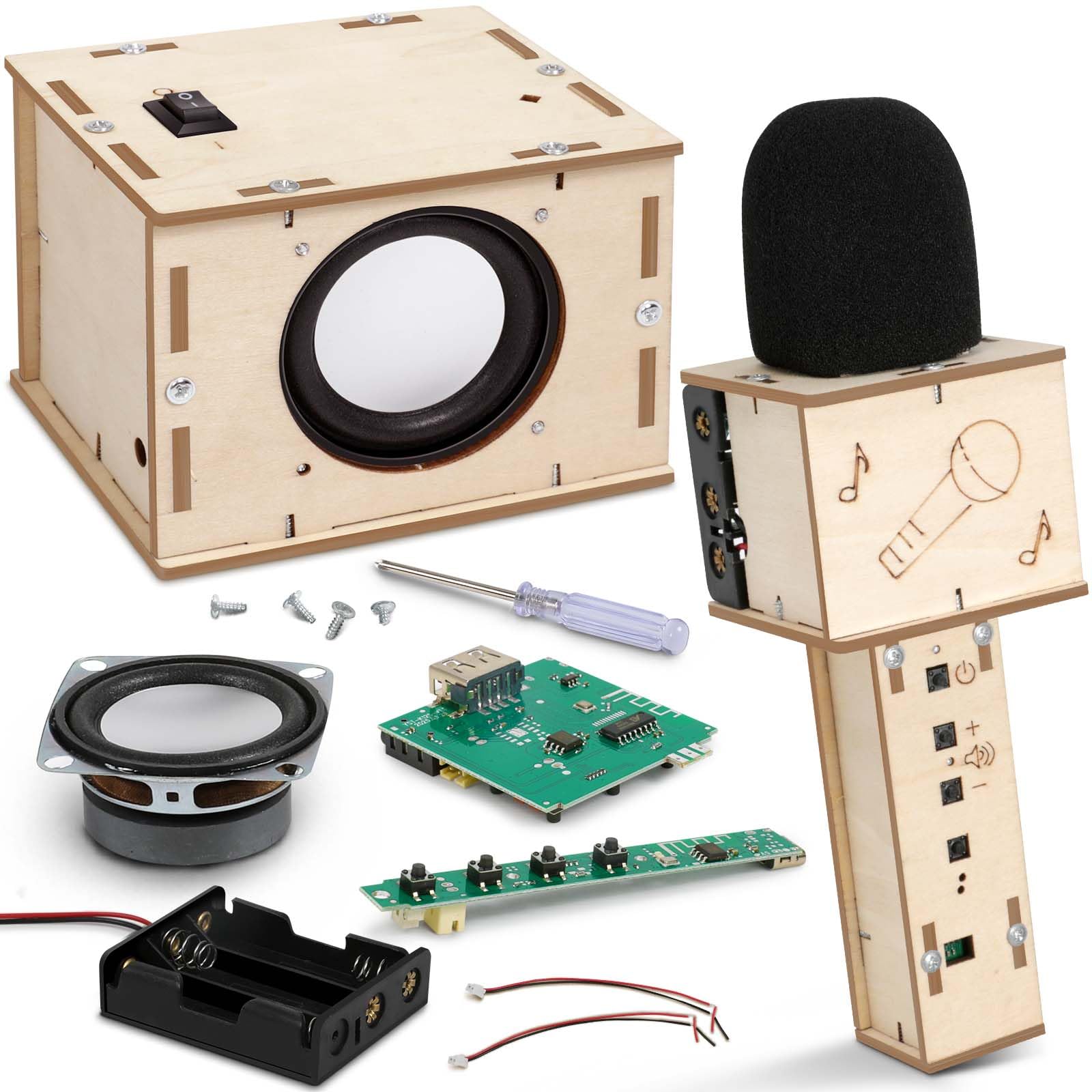 Stem Projects Karaoke Machine Toys for Boys Age 8-12 12-14 Science Kit Building Own Bluetooth Speaker & Microphone DIY Electronics Kit for Kids Kid