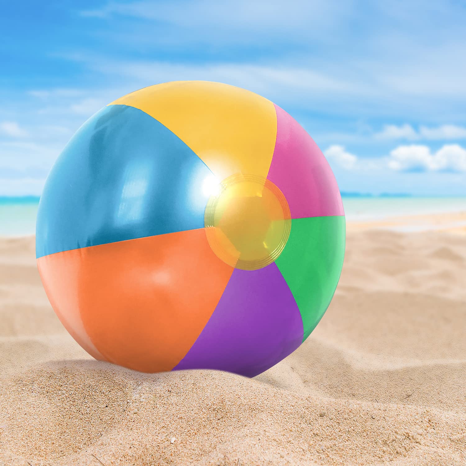 ArtCreativity 12-Pack Metallic Beach Balls, 12 Inch Rainbow Summer Toys