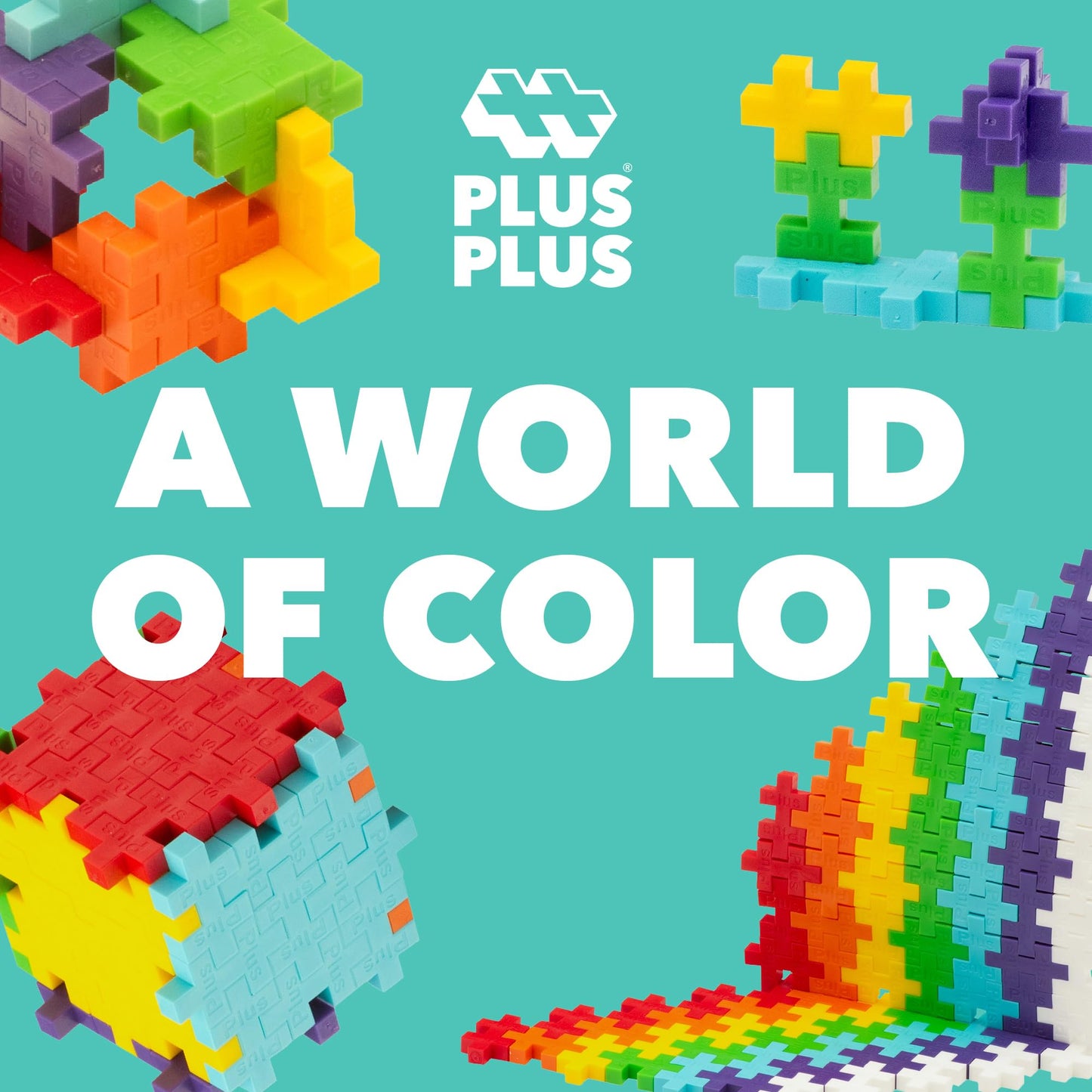 PLUS PLUS Rainbow Mix Tube - Mini Interlocking Building Blocks Set, Stem Toys for Kids - Sensory Bin Fillers/Math Manipulatives Classroom Must Haves