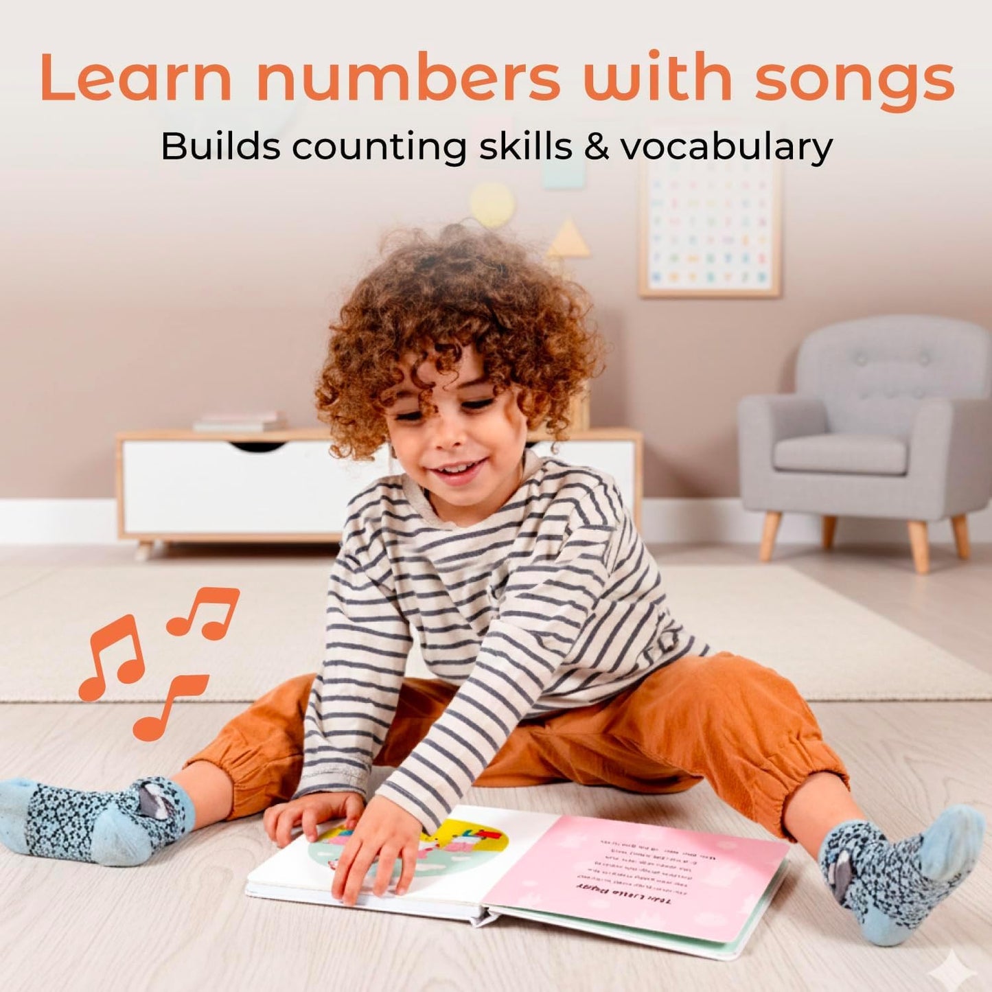 Cali's Books Count Number Book Toddlers 1-3 Years Old - Learn to Count 1 2 3 Musical Book, Headphone Jack, Interactive Baby Sound Book, Educational
