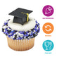 DecoPac Grad Hat Cupcake Toppers, 24 Graduation Cake Pics, Black Grad Hat DecoPics, Food Safe Cake Decorations - 24 Pack