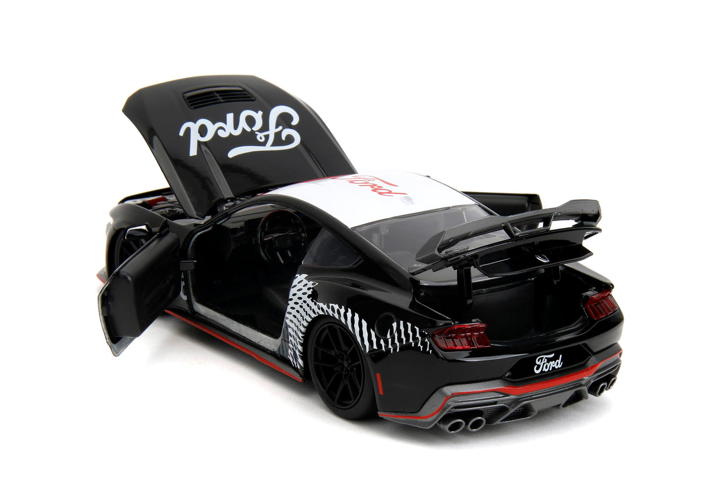 Jada Toys Bigtime Muscle 1:24 2024 Ford Mustang Dark Horse Die-cast Car - Opening Doors, Hood, Trunk, Rubber Tires(Glossy Black)