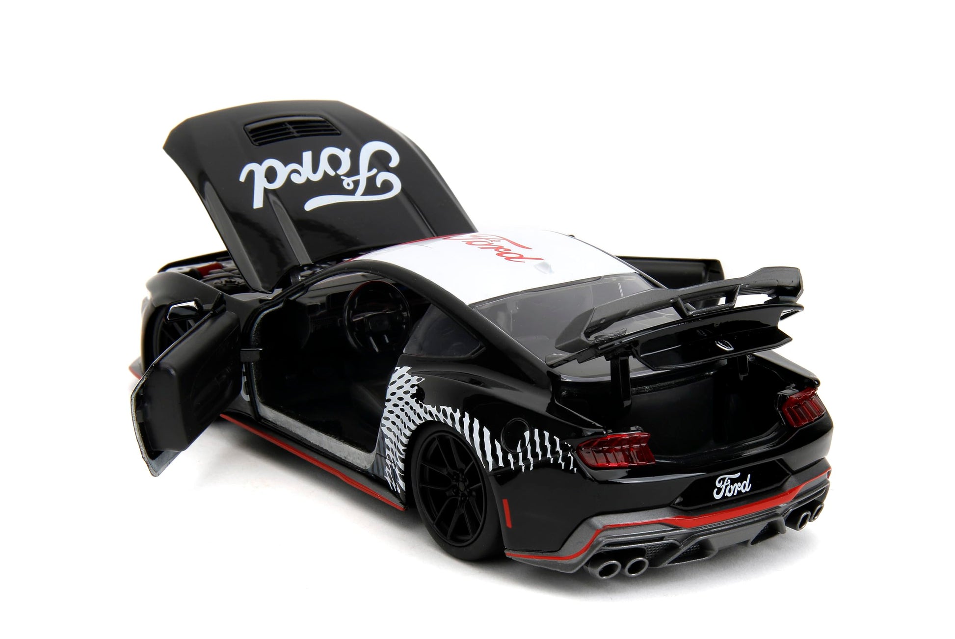 Jada Toys Bigtime Muscle 1:24 2024 Ford Mustang Dark Horse Die-cast Car - Opening Doors, Hood, Trunk, Rubber Tires(Glossy Black)
