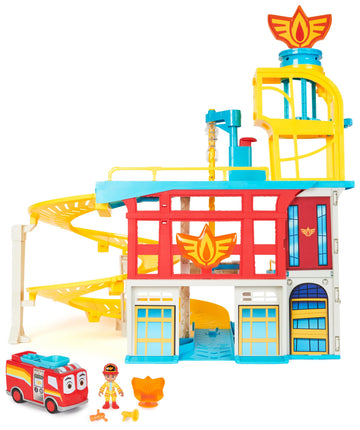 Disney Junior Firebuds HQ Playset with Lights, Sounds, Fire Truck Toy, Action Figure and Vehicle Launcher, Kids Toys for Boys and Girls Ages 3 and Up