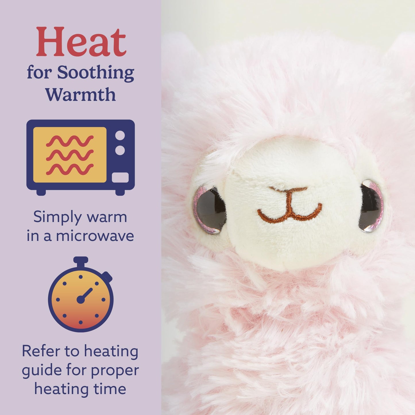 warmies Junior Microwavable & Weighted Stuffed Animals, Pink Llama - Heated Stuffed Animal Plushie for Warmth & Comfort - Cute Soft Plush Toys