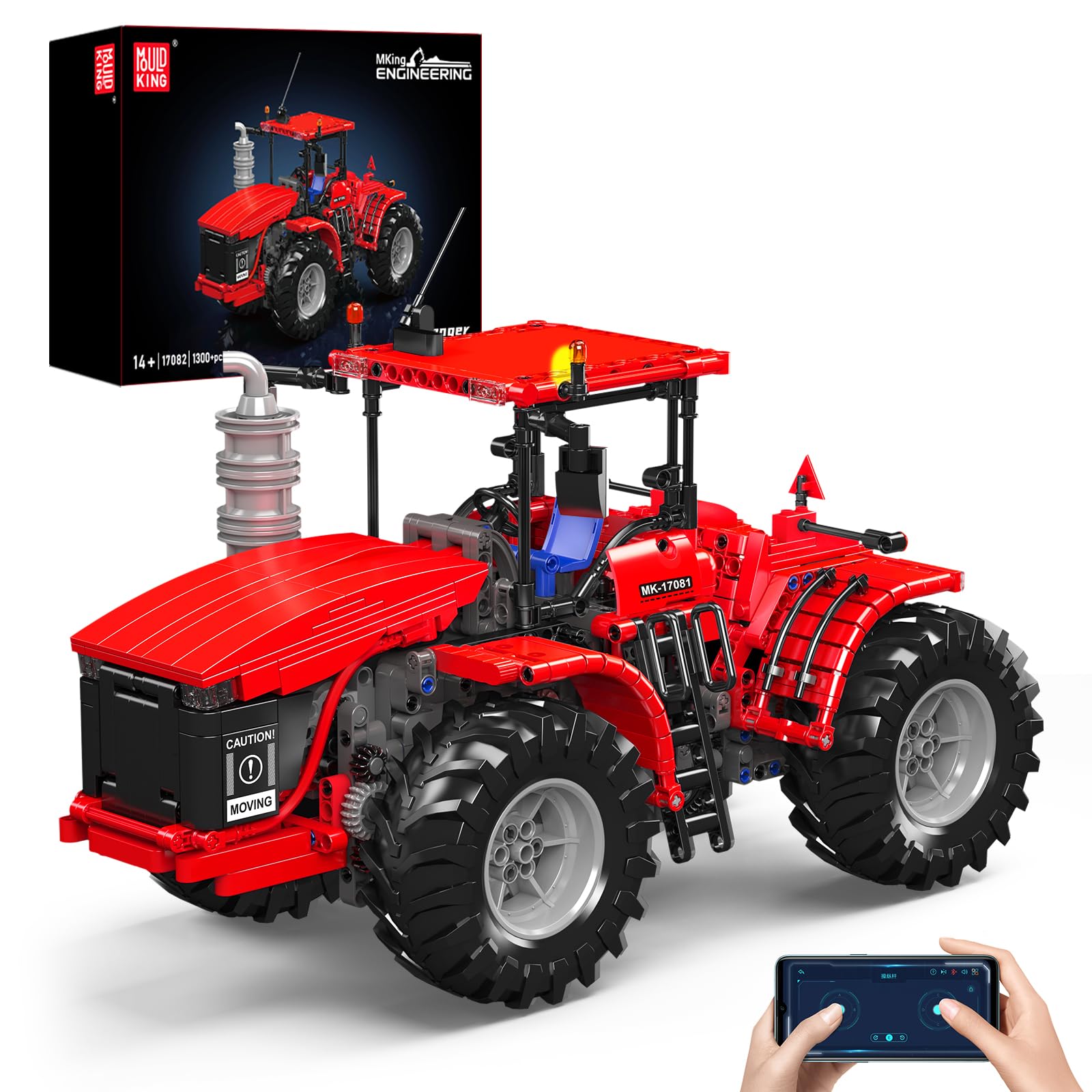Mould King 17082 Tractor Building Blocks Set, RC High-Tech Tractor Toy, Realistic Engineering Toy with Motorized Functions, Creative Gift Collectors