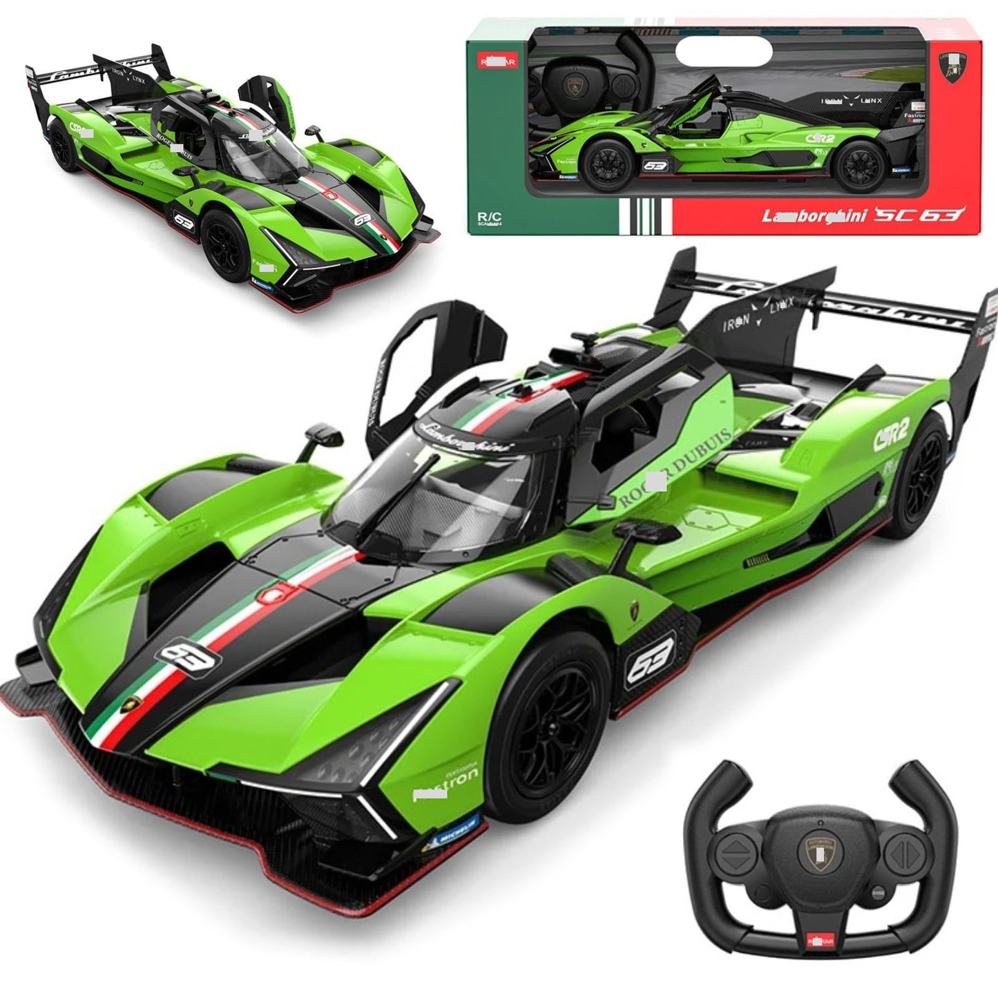HTLNUZD 1/14 RC SC63 Hypercar 24H/LMH for Lamborghini SC63 2 Speed Adjust 1000mAh LED Lights Adult RC Racing Collected Vehicle