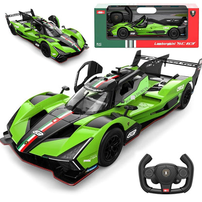 HTLNUZD 1/14 RC SC63 Hypercar 24H/LMH for Lamborghini SC63 2 Speed Adjust 1000mAh LED Lights Adult RC Racing Collected Vehicle