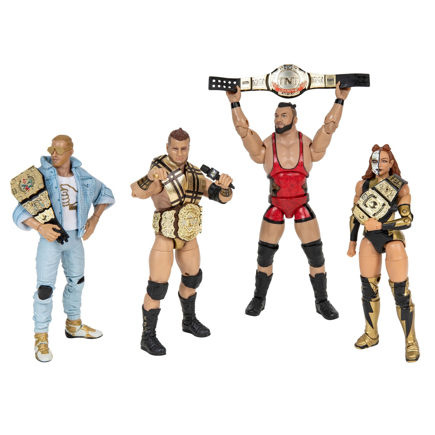 All Elite Wrestling Unrivaled Champion 4 Pack - Four 6-Inch Figures with Title Belts and Accessories - Amazon Exclusive