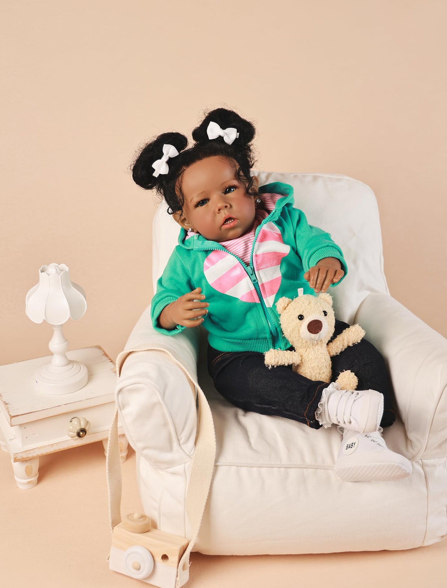 Rebornova Reborn Baby Dolls Black Girl, African American 20 Inch Realistic Newborn Baby Dolls with Lifelike Soft Body Silicone Limbs Birthday Gift Set
