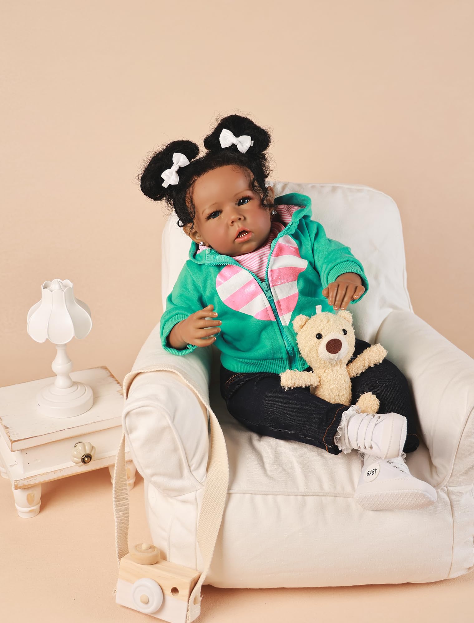 Rebornova Reborn Baby Dolls Black Girl, African American 20 Inch Realistic Newborn Baby Dolls with Lifelike Soft Body Silicone Limbs Birthday Gift Set