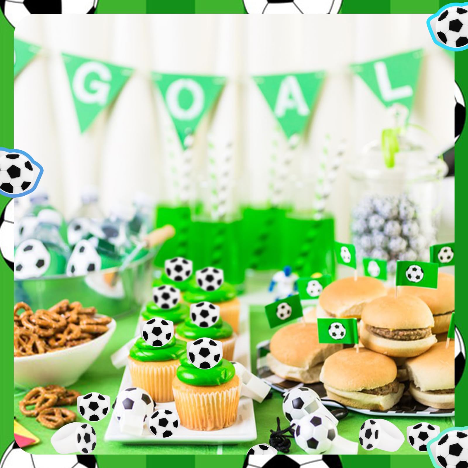 30pcs Soccer Cupcake Toppers Sports Cupcake Toppers Picks for Kids Baby Shower Sport Theme Party Decorations Supplies(Soccer)