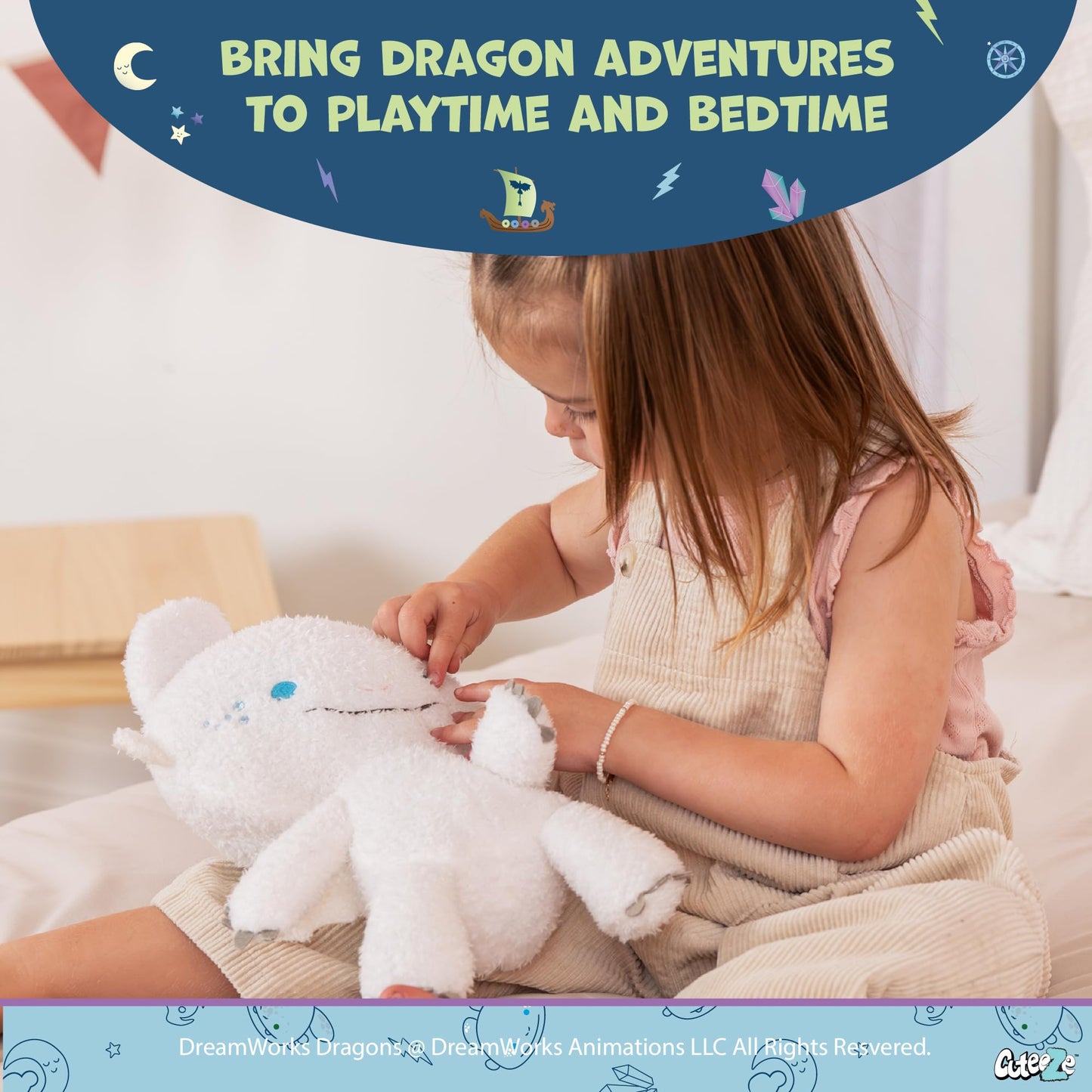 Kids Preferred How to Train Your Dragon Light Fury Extra Soft Plush Stuffed Animal Toy for Boys and Girls - 12 Inch Plush