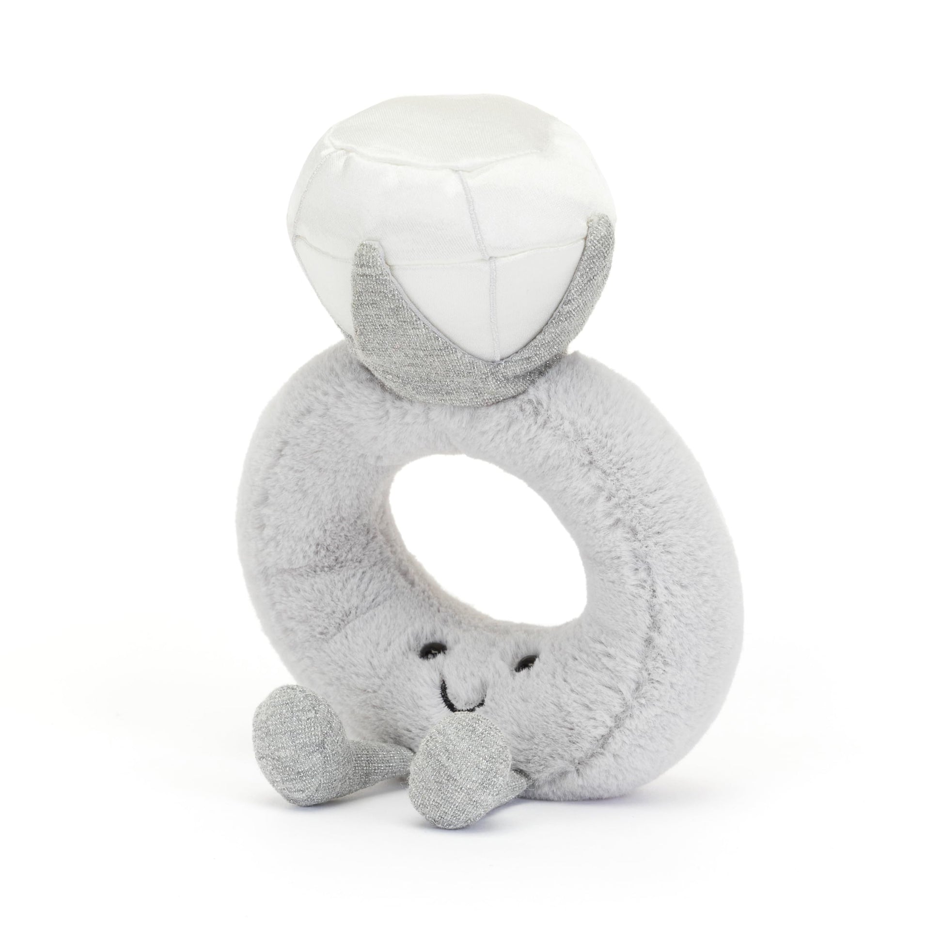 Jellycat Amuseables Diamond Ring Stuffed Toy, 8 inches - Wedding Ring Plush - Engagement and Wedding Gift