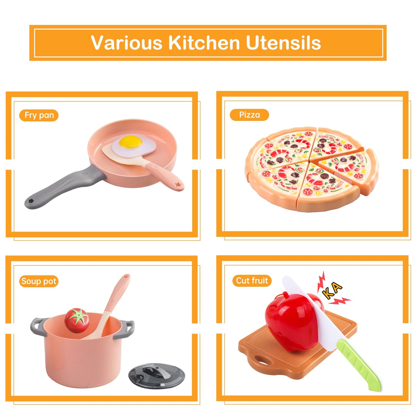 150Pcs Kitchen Playset, Toddlers Pretend Cooking Cookware Accessories, Food, Picnic Blanket, Fruits, Veges, 2Pack Shopping Storage Basket, Dessert