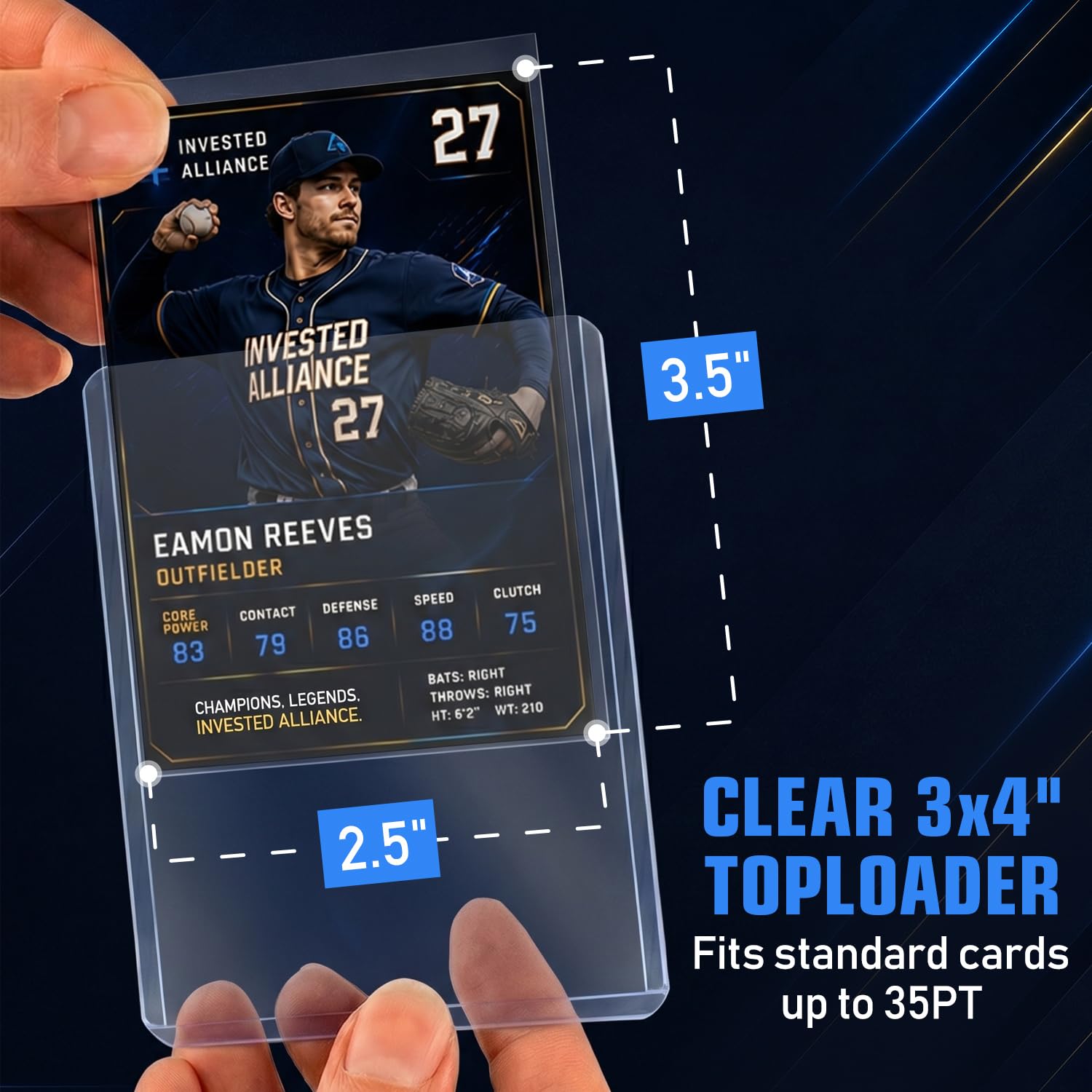 Invested Alliance 200-Pack Toploaders & Card Sleeves - 100 Crystal-Clear 35PT Top Loaders + 100 Penny Sleeves, 3x4 Hard Plastic Protectors for