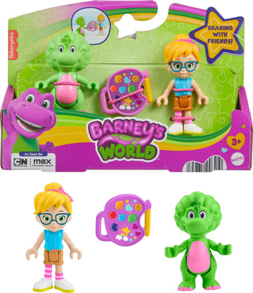 Fisher-Price Barney’s World Preschool Toy Barney’s Friend Vivie & Baby Bop 3-Piece Figure Set for Pretend Play Kids Ages 3+ Years