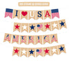 4th of July Banner Decoration, Pre-Strung Double-sided American Flag Paper Bunting, Red White Blue Independence Day Garland for Labor Day Veterans Day