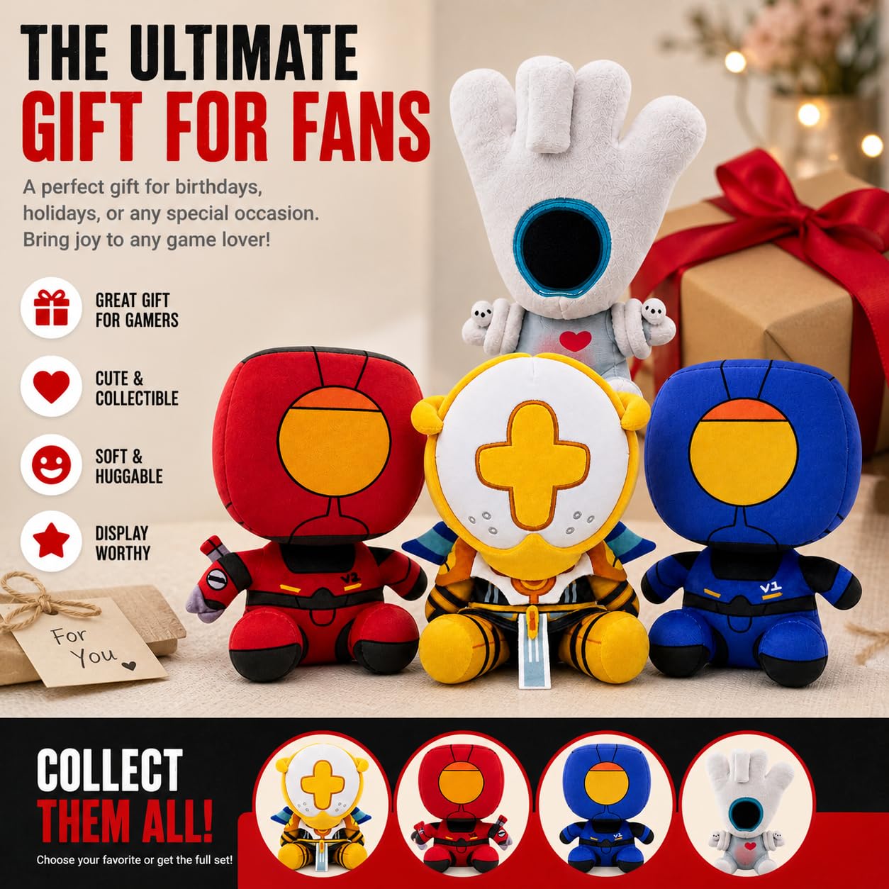 Lithosync Alien Robot Plush Collectible Figure, 9.8 Inch Soft Character Doll for Adult Fans, Gamer Desk Decor, Room Display & Gift, V1 Styles
