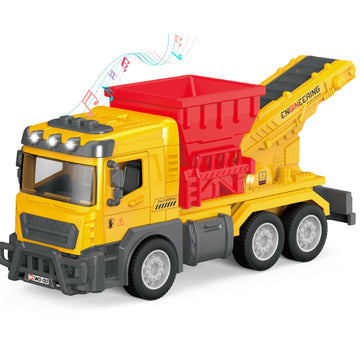 lonfypeng Toddler Construction Trucks, Kids Sand Conveyor Truck with Conveyor Belt & Dumping Function, Push-and-Go Vehicle for Boys Girls Age 3 4 5 6