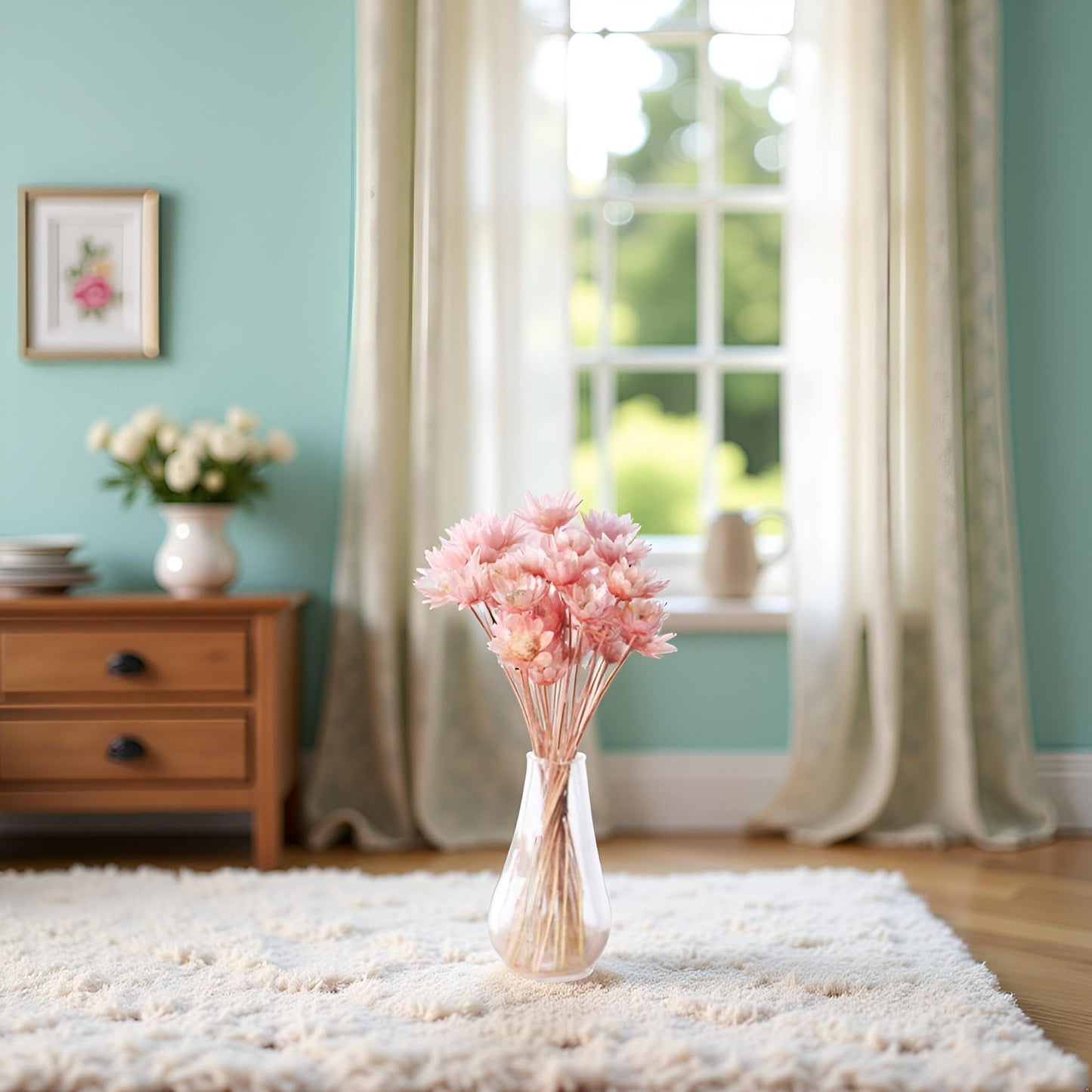 Pink Mini Flower Vase, 1/12 Scale Miniature Dollhouse Accessories Decor, Doll House Mini Flower Bowl Elegant Decoration for Mini Scene Excellent