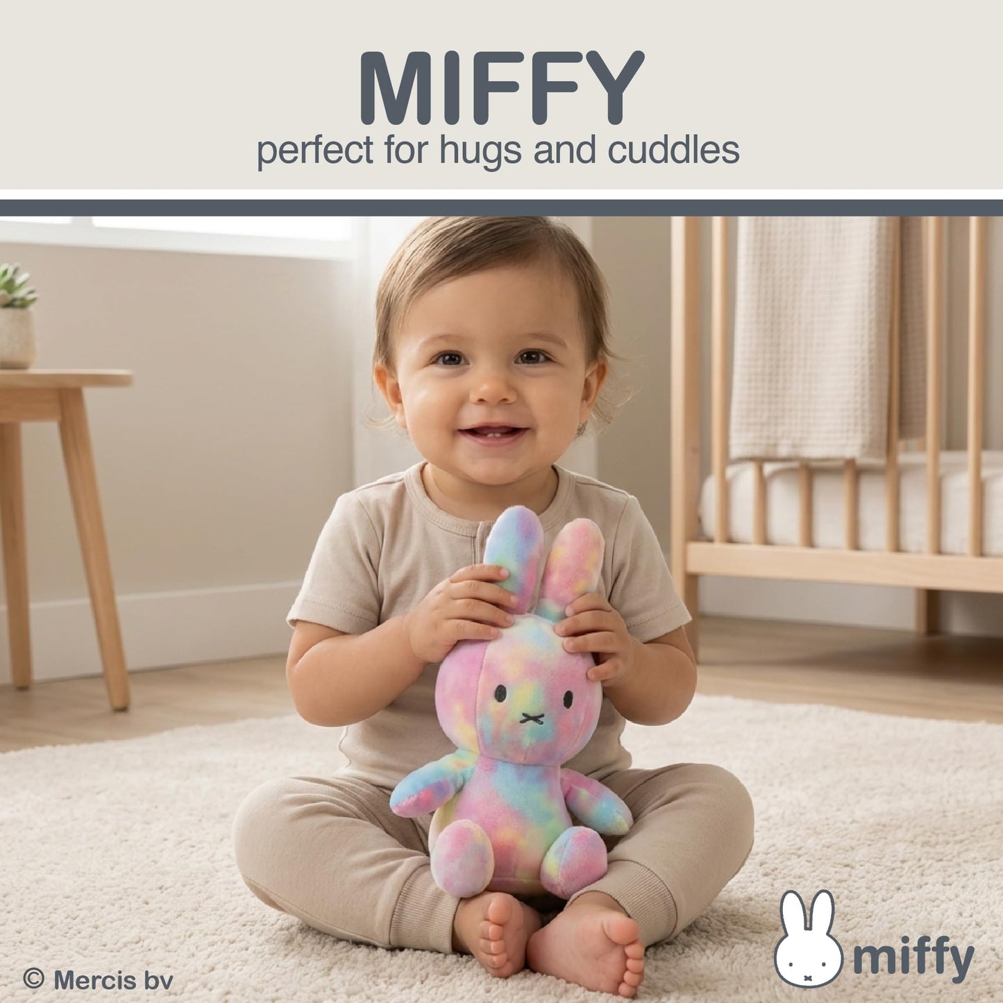 Kids Preferred Miffy Plush 8" Tie Dye Bunny - Sitting Dutch Bunny Plush, Embroidered Details, Ultra Soft Stuffed Animal Plushie for Girls and Boys