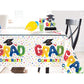 Unique Grad Letter Balloon Rectangular Plastic Table Cover - 54" x 84" (1 Pc) - White Disposable Tablecloth, Perfect Party Supplies for Graduation