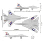 TimMee Plastic Army Men Combat Fighter Jets - 4pc White Airplanes Made in USA