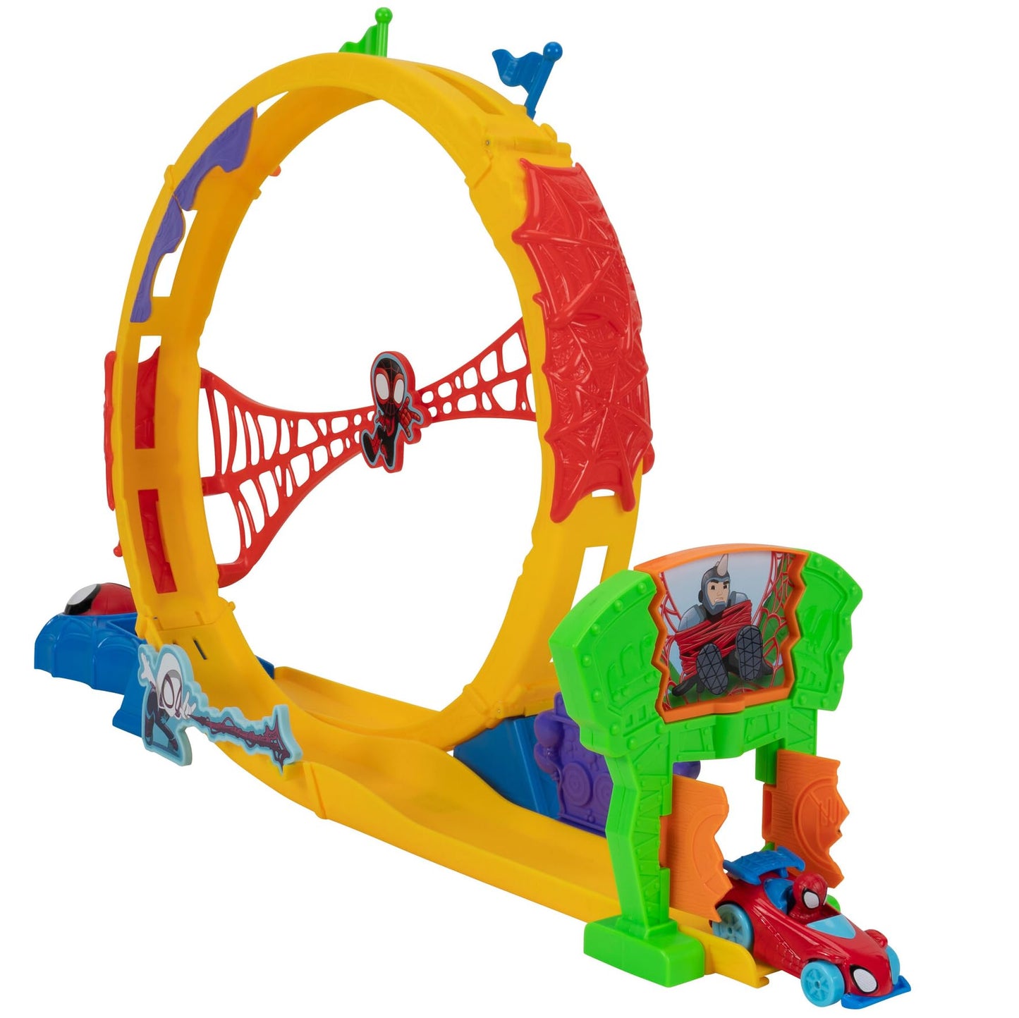 Marvel Spidey and His Amazing Friends Amazing Metals Super Loop Track Set - 28-Inch Race Track with Launcher, 360 Degree Super Loop, and Exclusive