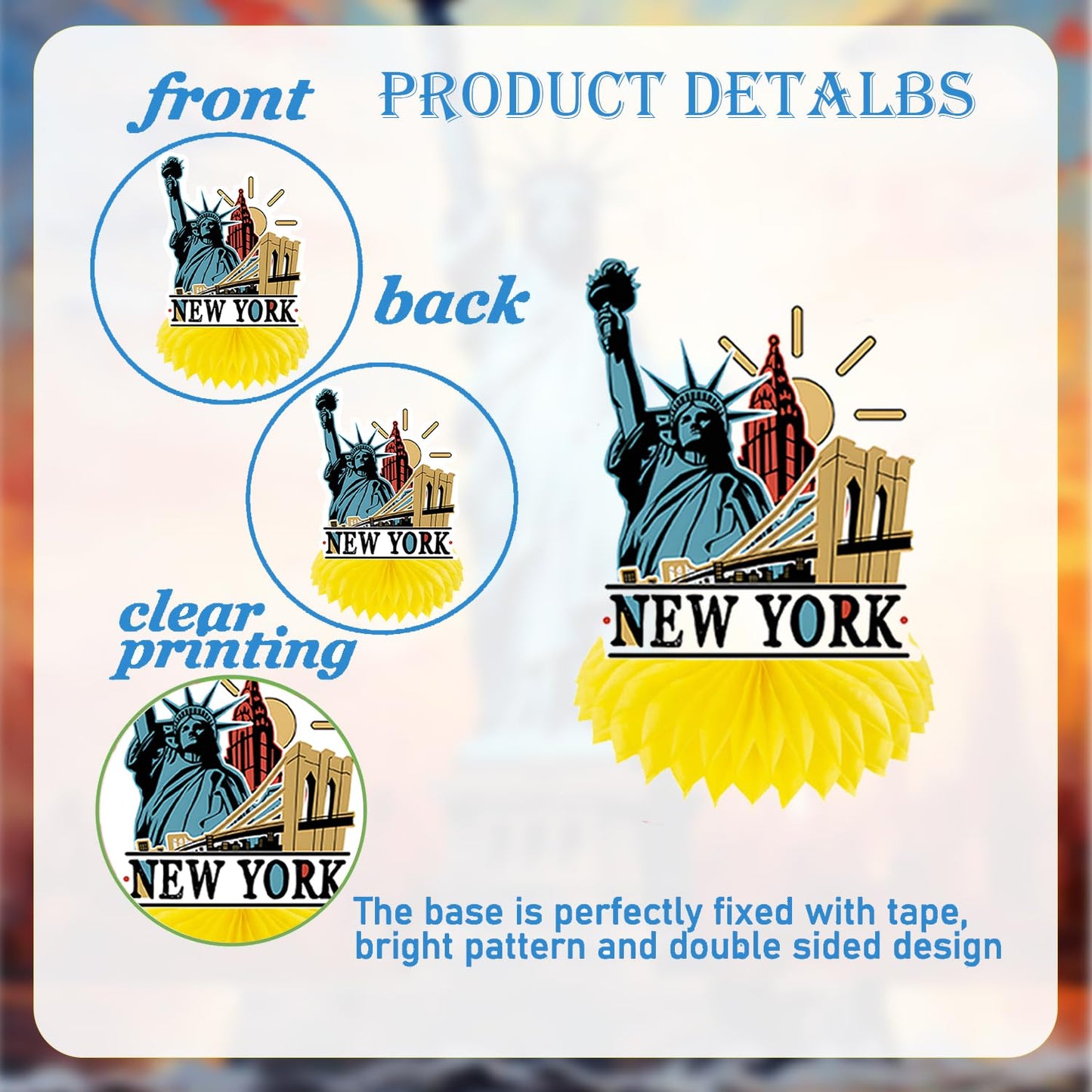 9PCS New York City Party Decoration American Nyc Honeycomb Centerpieces Decorations American Theme Party Table Supplies USA Nyc Decor Cityscape