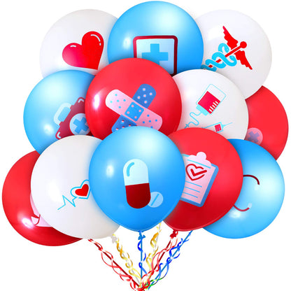 Sumind 60 Pieces Nurse Balloons Party Decoration Supplies Nursing Latex Balloons Nurse Graduation Party Decorations for Nursing Graduation RN Themed