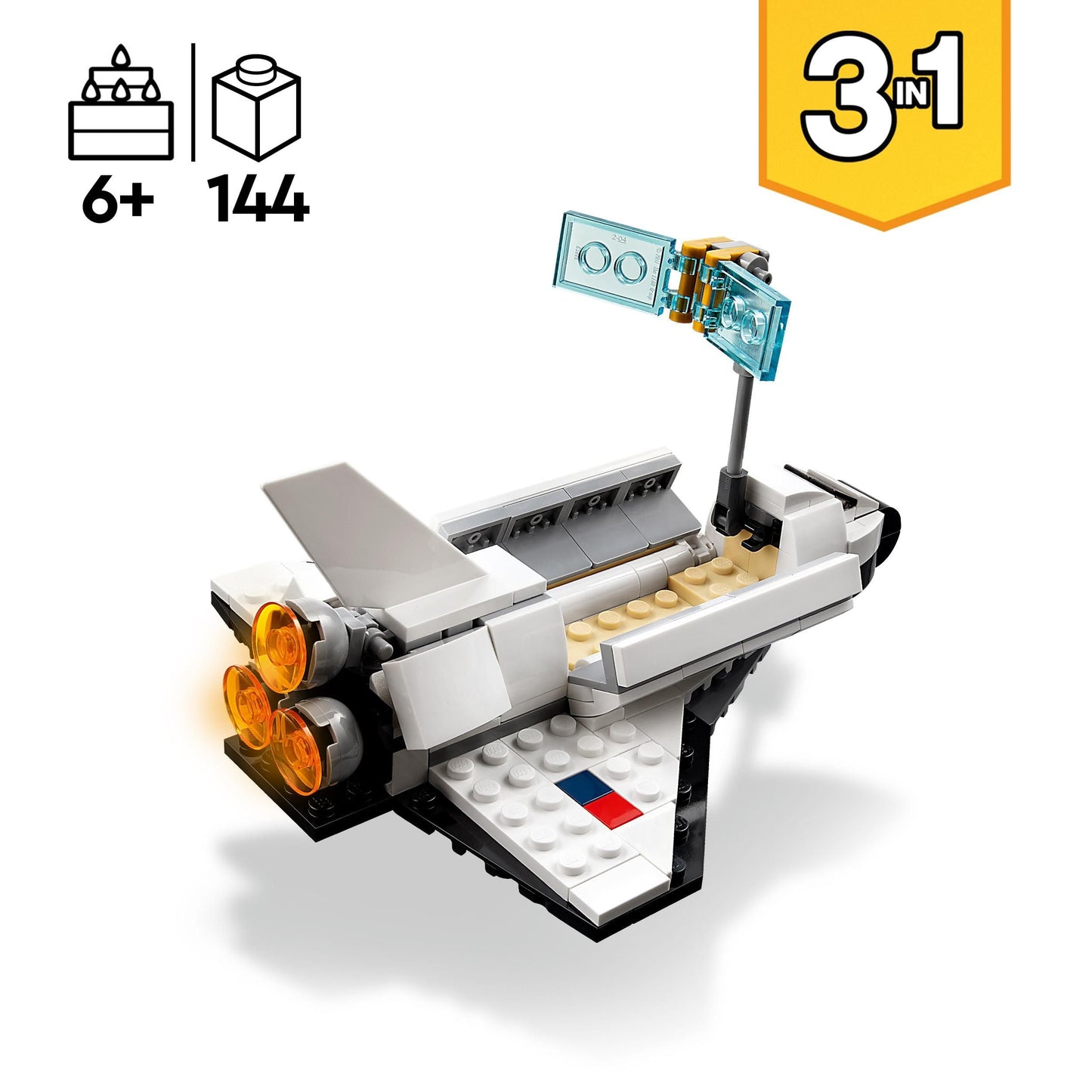 LEGO Creator 3 in 1 Space Shuttle Toys - Space Toys Building Set for Boys & Girls, Ages 6+ - Option to Build 2 Spaceships or Astronaut - Educational