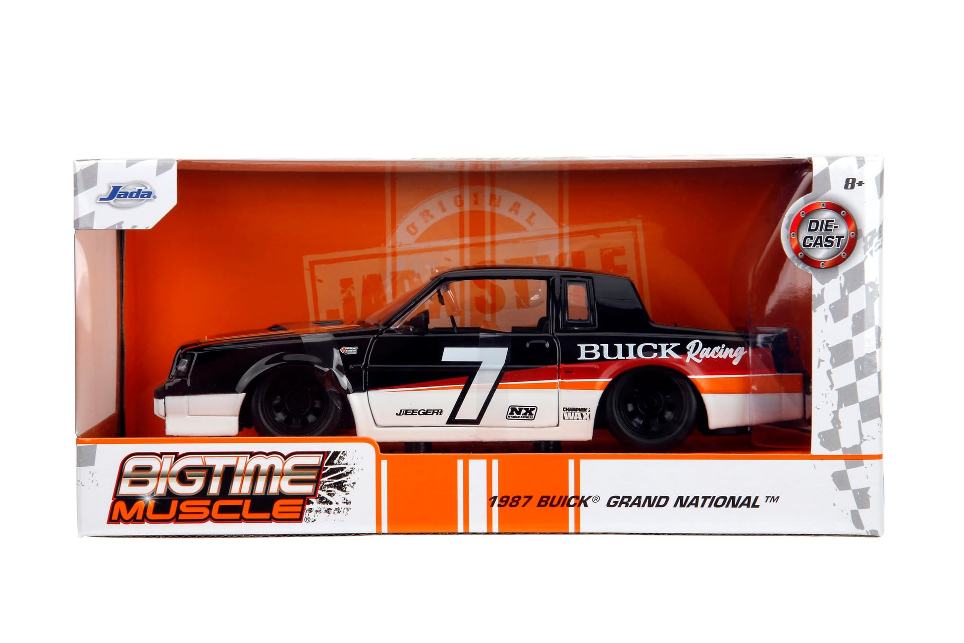 Jada Bigtime Muscle 1:24 1987 Buick Grand National Die-Cast Car, Toys for Kids and Adults(Black/White)