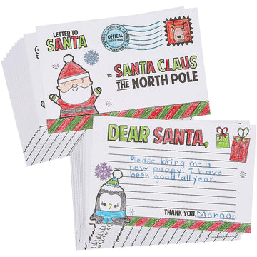 Fun Express Color Your Own Letter To Santa Postcards - Set of 24 - Christmas Crafts for Kids