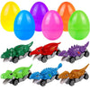 Dufricen 6 Pack Prefilled Easter Eggs with Metal Dinosaur Car Toys Vehicles Set for Toddlers Kids Easter Egg Fillers Hunt Basket Stuffers Party Favors