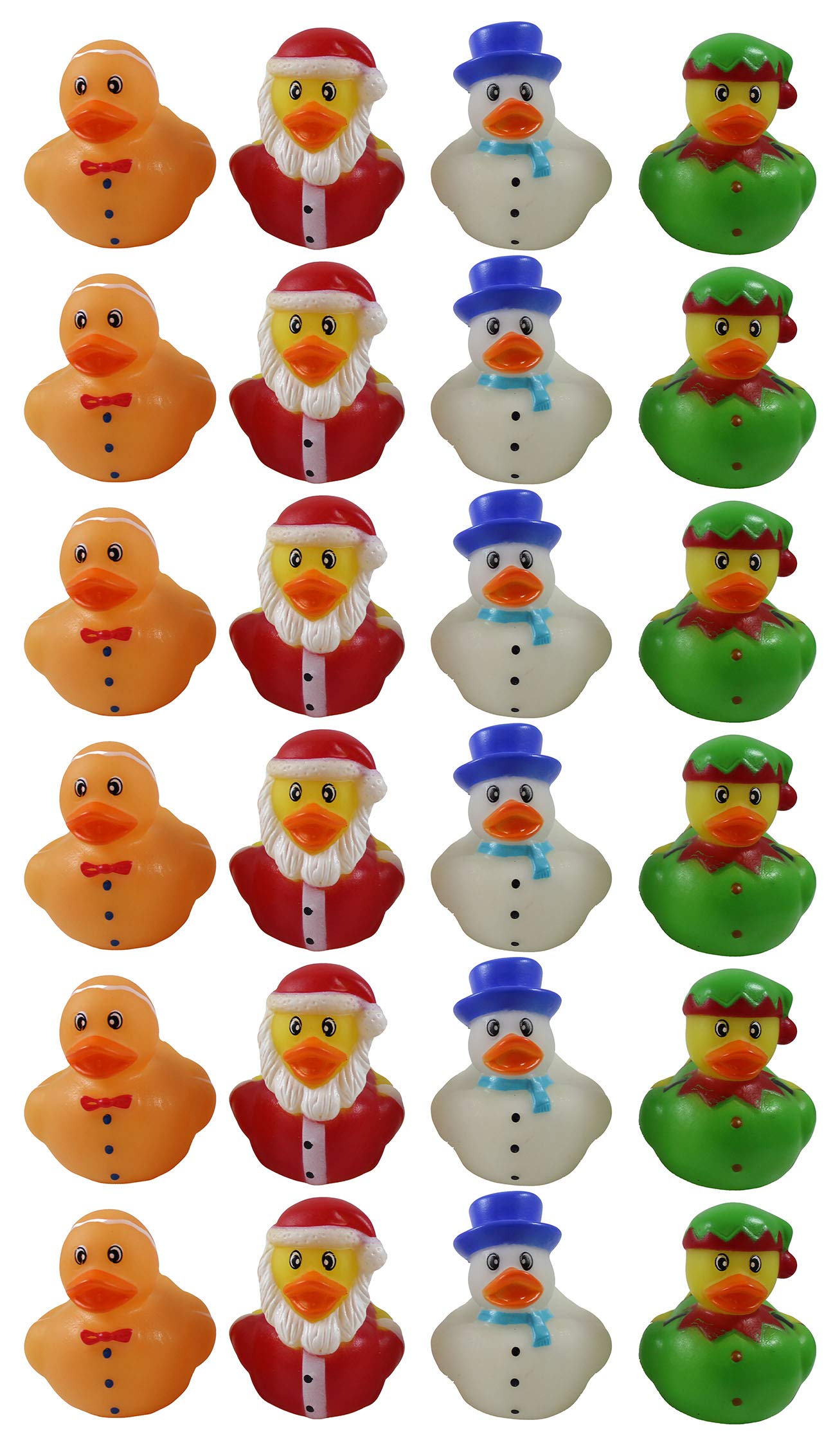 Curious Minds Busy Bags 24 Christmas Rubber Duckies - Santa, Gingerbread Man, Snowman, and Elf Ducks - Cute Holiday Party Favor Decoration Gifts (2